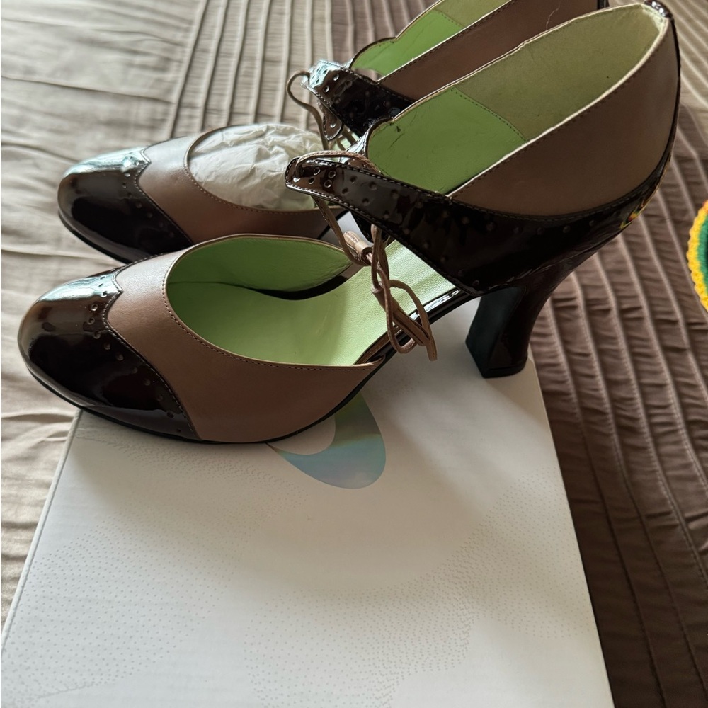 Mariana Brown and Tan Mariana heels by Golc